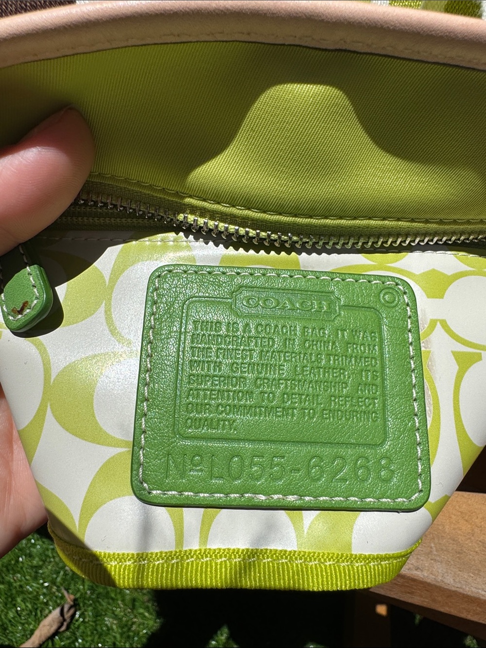 Vintage Green Coach Nylon Tote Bag Rare Color Y2K Purse - Picture 10 of 12